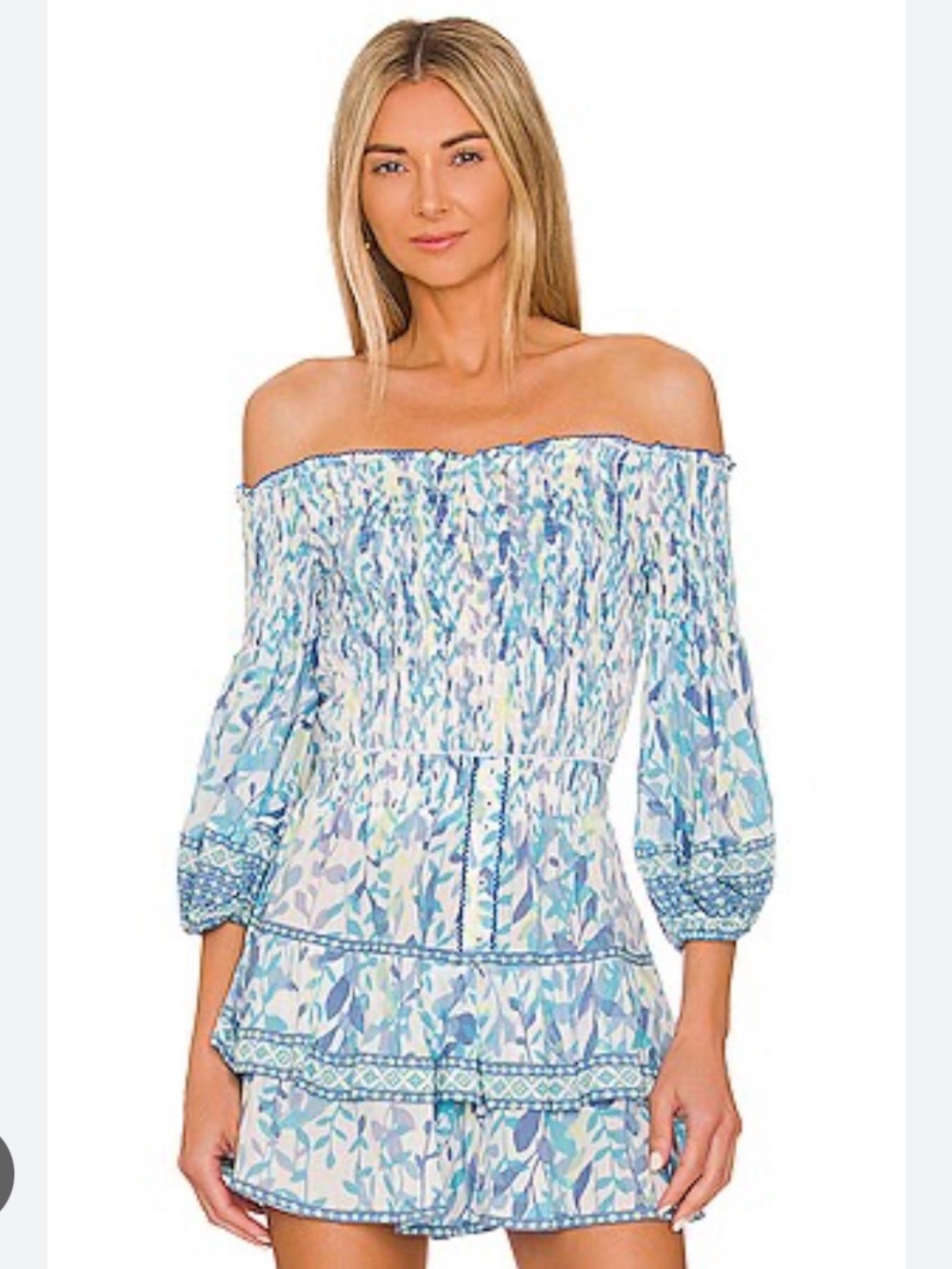 Off-Shoulder Blue Ariel Top and Skort Poupette St. Barth S/M